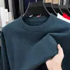 Suéter cruzado para hombre, cuello redondo, casual otoño/invierno, engrosado para abrigar, tejido de alta calidad, suéter de lana para hombre