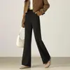 Pantalones acampanados negros de cintura alta, sencillos, hechos a medida para mujer, con efecto de caída, pantalones de traje ajustados, versátiles para el uso diario en otoño y favorecedores