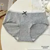 Roupa íntima de Algodão Puro para Meninas, Laço Doce, Cintura Média, Confortável e Respirável, Algodão Antibacteriano, Comprimento Estendido, Calcinhas Femininas