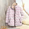 Sudadera de Algodón con Pliegues y Cuello Alto para Mujer 2025 Otoño e Invierno Rayada Sudadera para Mujer de 6 Botones