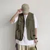 Chaleco para hombre estilo coreano moderno multibolsillos ropa de trabajo estilo funcional chaleco sin mangas chaleco top versátil