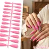 Puntas de Uñas Europeas y Americanas de Moda de Gama Alta Mate de Punta Larga, Colección de Color Sólido, Piezas para Uñas, 24 Piezas