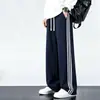 Novas calças esportivas retas, soltas e confortáveis, com três listras, para homens, algodão, modernas, plus size, calças casuais para primavera e outono