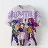 Patrón de Grupo de Chicas Cazadoras de Brujas K-Pop Patrón 3 Impresión 3D Transfronterizo Chicas Casual Cuello Redondo Manga Corta Camiseta Venta Directa de Fábrica Suministro