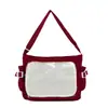 Bolsa Mensageira Estilo Academia, Simples e de Grande Capacidade para Aula, Bolsa de Ombro Transparente, Bolsa Transversal, Bolsa Ita