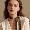 Colar Lenço de Seda com Contas de Bolinhas para Mulheres, Design Único, Gargantilha de Tecido Ajustável, Lenço de Pescoço, Acessório de Roupa