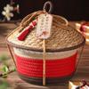 Cesta de Almacenamiento de Escritorio Tejida con Hilo de Algodón para el Festival de Medio Otoño y el Festival del Bote del Dragón, Caja de Almacenamiento Tejida de Paja, Organizador de Artículos Varios, Cesta de Regalo