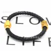 Pulseira de corda de couro com contas da sorte de constelação da moda europeia e americana, pulseira de mão com contas de transferência de ouro duro 3D, joias de aço inoxidável, vendas diretas da fábrica