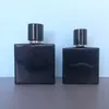 Botella de Perfume Elegante de 50 ml Botella de Perfume Cuadrada Plana Negra Botella con Atomizador Cosmético Botella Vacía de Vidrio