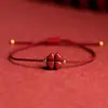 Pulsera de Trébol de Cuatro Hojas de Arena Cinabrio Rojo Personalizada, Pulsera de Cinabrio, Joyería, Accesorios Culturales y Artísticos S2053003
