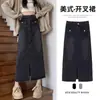Tamanho plus size Fat mm2024 Outono Novo Temperamento Saia Jeans Feminina Popular Este Ano Explosões Saia Longa Evasê