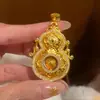 Nuevo Estilo Chino Wei Xue Mismo Estilo Antiguo Chapado en Oro Cincel Calabaza Giratoria Collar Femenino Vida Cuatro Bellezas Flauta Taladro Cadena de Lana