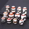 Ágata Natural Cuentas Dzi de Tres Ojos Negras y Blancas Diente de Tigre Cuentas Cilíndricas Collar Pulsera DIY Cuentas Espaciadoras Joyería Estilo Tíbet Accesorios Venta al por Mayor
