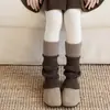 25220 Meias Grossas Quentes Infantis, Joelheiras Coloridas Estilo Coreano Outono e Inverno para Meninas, Polainas de Tricô