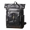 Mochila masculina de couro legítimo Amazon, nova, com camada de cabeça, de couro bovino, casual, para viagem, grande capacidade, para computador