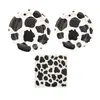 Set de Fiesta de Cumpleaños Infantil con Tema Cuadros Blanco y Negro de Granja de Vacas en Stock Transfronterizo Platos Desechables y Manteles