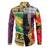 Camisa de Manga Larga para Hombre con Forro Largo 2021 Nueva Comercio Exterior Transfronterizo Moda Juvenil Europea y Americana Estilo Familiar Famoso Camisa de Solapa Estampada para Hombre