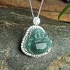 Colgante Incrustado de Jade Natural, Colgante de Dragón Hoja de Jade Agua Azul con Tallado Sombreado, Colgante Redondo, Suministro para Transmisión en Vivo, Se Puede Enviar por Cuenta de Otros