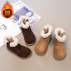 Botas de nieve de invierno para niñas, estilo nuevo, forradas de felpa y engrosadas para abrigar, botines para niños, suela suave, zapatos de algodón antideslizantes para niños mayores