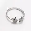 Anel de Prata Estilo Coreano Tartaruga e Estrela do Mar Fofo para Mulheres, Moderno e Elegante, Anel de Zircônia Fresco e Simples, Joia Doce para Mãos