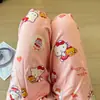 Calça de Pijama de Algodão e Seda Feminina Verão Plus Size Slim-fit Fina Algodão Artificial Usável em Casa Calças Casuais Soltas