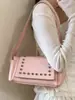 Bolso de Axila para Mujer, Nuevo Tendencia Verano 2026 Exquisito Versátil de Gama Alta para Viajar al Trabajo Bolso de Hombro con Remaches, Bolso Cuadrado Pequeño
