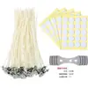 Kit de Pavios para Velas DIY Combinação de Aromaterapia 100 Peças + 100 Adesivos + 1 Suporte Criativo para Fragrância