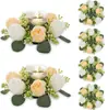 6 Nuevos Productos Transfronterizos: Corona de Portavelas de Flores de Rosa Artificial, Decoración de Primavera, Arreglo de Mesa de Boda, Portavelas Artificial