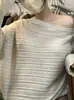 Top de Malha Elegante Off-Shoulder HersElegant 2026 Outono Manga Longa Elegante para Mulheres