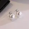 Pendientes de Plata 925 con Cierre de Mariposa y Perla, Versátiles para el Trayecto Diario, Estilo Minimalista Francés, Mismo Estilo que la Princesa Diana, Pendientes de Moda Ligeramente Lujosos para el Trayecto