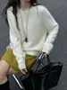 Suéter Cárdigan Abrigo de Lana Cachemir Estilo Coreano para Mujer Cuello Redondo Nuevo Botón de Perla en Forma de Corazón Tejido Otoño Invierno Suave y Acogedor