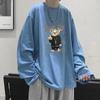 Camiseta de Manga Larga con Estampado de Oso y Cuello Redondo para Hombre, Nueva Tendencia de Primavera y Otoño, Camiseta Holgada de Marca Moderna, Talla Grande, Camiseta Interior