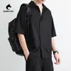 Camisa Masculina Casual de Manga Curta com Lapela, Caimento Fluido, Confortável, Fina para o Verão, Respirável, Emagrecedora, Versátil e Emagrecedora