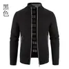 Outono Inverno 2026 Comércio Exterior Masculino Suéter Cardigã com Veludo Interno Tamanho Grande Masculino Gola Alta Jaqueta de Tricô Quente Juventude Lã