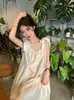 Verano Dulce 2025 Nuevo Estilo Adelgazante Moderno Estilo Suave Blanco Crudo Vestido de Tirantes de Longitud Media Chic para Mujer