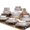 Louça de Mesa de Porcelana Azul e Branca Esmaltada, Estilo Chinês Retro Jingdezhen Tigelas e Pratos Cerâmicos Domésticos, Presentes de Inauguração de Casa de Alto Padrão