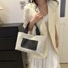 Bolso de mano de verano para mujer, popular en contraste de colores, nuevo bolso de hombro tejido de gran capacidad, 2024