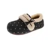 Zapatos de Algodón Estilo Coreano con Lazo y Lunares para Mujer 2026 Invierno, Aumentan la Altura, Forro de Terciopelo, Suela Suave, Tacón Cubierto, Slip-on, Zapatos de Algodón Postparto