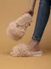 Chinelos Peludos Populares Transfronteiriços para Mulheres no Outono e Inverno Casa Interior Moda Solado Macio Peludo Quente Confinamento Chinelos de Algodão