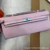 Caixa) Bolsa clutch carteira Kelly 32cm feminina bolsa Kelly ombro único couro de vaca qualidade real axila baguette