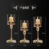 Portavelas de Metal y Vidrio Adornos Cena a la Luz de Velas Adornos de Mesa Sencillo Moderno Ceremonia de Boda Accesorios de Boda Decoración de Habitación Modelo
