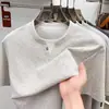 Camiseta de Manga Corta con Cuello Redondo para Hombre, Informal y Holgada, Estilo Básico de Color Sólido para Verano, Camiseta Interior Minimalista de Media Manga