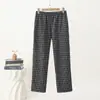 Novas calças xadrez de outono e inverno, com cintura elástica, corte solto, casuais, modeladoras e quentes, com forro de fleece adicional para maior aquecimento, adequadas para usar em casa