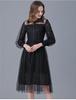 Vestido de encaje para primavera y otoño, prenda base exterior, talla grande para hermana con sobrepeso, vestido de hada negro