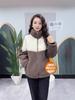 Jaqueta de Lã Grossa Color Block com Forro de Lã para Mulheres, Nova, Solta, Casual, Versátil, Simples, com Zíper, Cardigan, Moletom, Quente