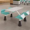 Mesa de Jantar e Cadeiras para Cantina Combinação Cidade da Comida Área de Serviço Refeitório de Funcionários de Restaurante Fast Food Mesa e Cadeiras Conectadas para Quatro Pessoas Ardósia