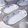 Estilo Nórdico Uso Doméstico Série Borboleta Azul Tigela e Prato de Cerâmica Tigela de Refeição Tigela de Arroz Prato Tigela de Sopa Tigela e Prato com Cor Sob Esmalte