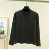 Camisa Base de Cashmere com Gola Alta Curta e Manga Longa para Outono e Inverno Feminina, Novo Estilo com Lã Adicionada, Espessada para Aquecimento, Corte Justo e Top que Valoriza o Corpo