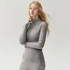 Suéter Kang Sai Ni de Hilo 100% Cachemira Pura para Mujer, Cuello Medio Alto, Otoño/Invierno, Rayado, Corte Ajustado, Favorecedor, Suéter Base de Punto