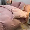 Juego de Cuatro Piezas de Algodón Lavable de Lujo, Funda de Edredón Individual Lavable a Máquina, Sábana Amigable con la Piel, Juego de Ropa de Cama para Dormitorio de Estudiantes